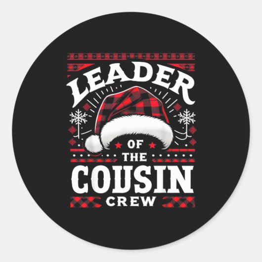 Leader Of The Cousin Crew Christmas Family Matchin ラウンドシール (正面)