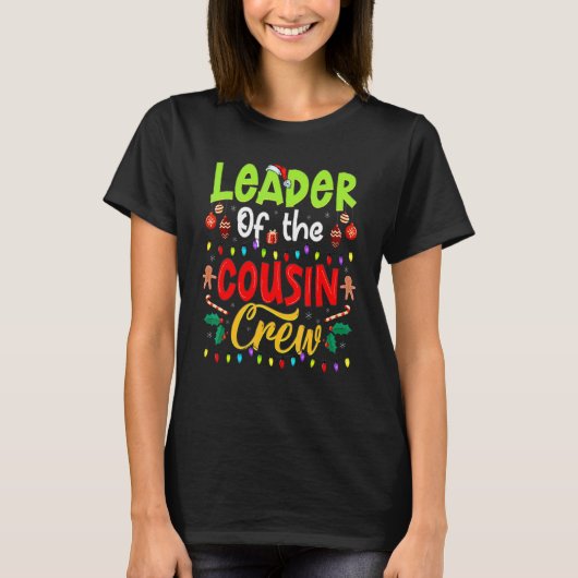 Leader Of The Cousin Crew Christmas Family Red Pl Tシャツ (正面)