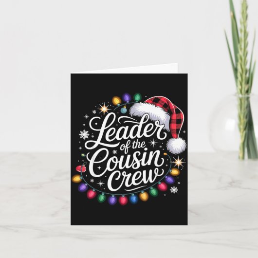 Leader Of The Cousin Crew Xmas Lights Red Plaid Sa カード (正面)