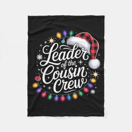 Leader Of The Cousin Crew Xmas Lights Red Plaid Sa フリースブランケット (正面)