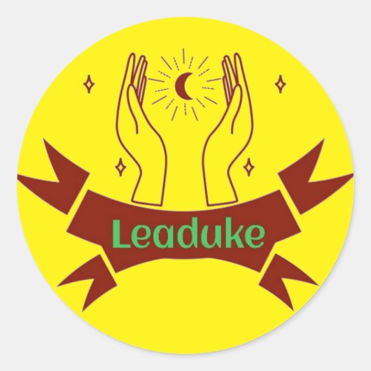 Leadukeムーンイエローステッカー ラウンドシール (正面)