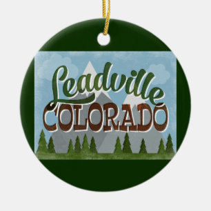 Leadvilleコロラド州のおもしろいのレトロのSnowy山 セラミックオーナメント