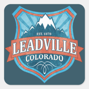 Leadvilleコロラド州のティール(緑がかった色)の盾の正方形のステッカー スクエアシール