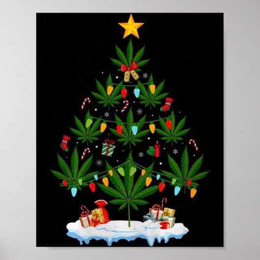 Leaf Christmas Tree Weed Stoner Xmas Premium Tri-b ポスター (正面)