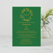 Leaf Crest Monogram Orange Forest Green Wedding 招待状 (スタンド正面)
