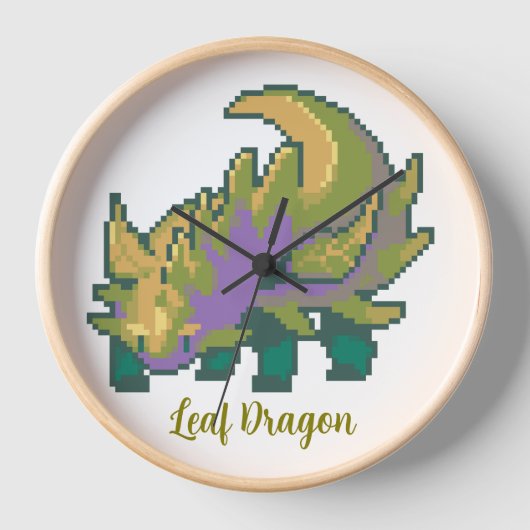 Leaf Dragon Pixel art 壁時計 (正面)