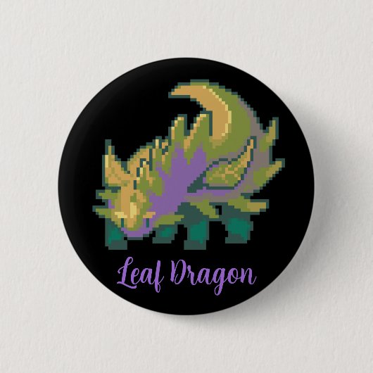 Leaf Dragon pixel art 缶バッジ (正面)
