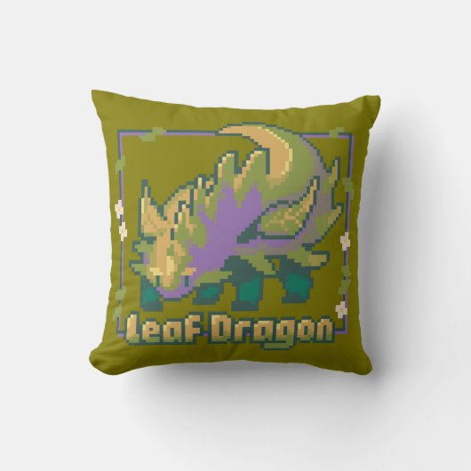 Leaf Dragon, Pixel Art, pixelart クッション (正面)