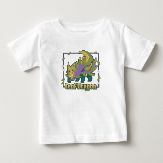 Leaf Dragon Pixel Art - Plant Draak tshirt ベビーTシャツ (正面)