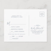 Leaf Dusty Blueミニマルメニュー選択RSVPポストカード インビテーションポストカード (裏面)