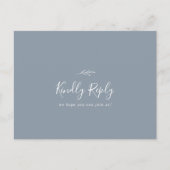 Leaf Dusty Blueミニマルメニュー選択RSVPポストカード インビテーションポストカード (正面)