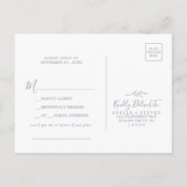 Leaf Dusty Blue SongリクエストRSVPポストカード インビテーションポストカード (裏面)