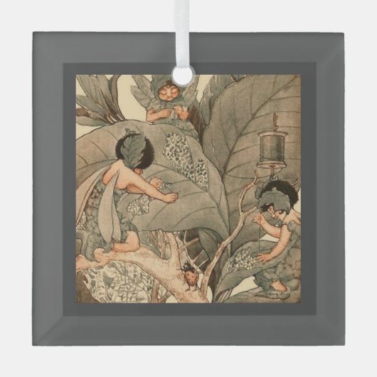 Leaf Faeries Mending Leaves ガラスオーナメント (正面)
