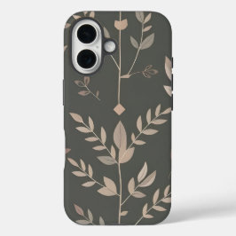 Leaf & Fern Design Dark Pastel Pattern iPhone 16ケース