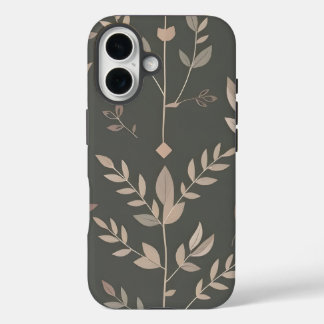 Leaf & Fern Design Dark Pastel Pattern iPhone 16ケース