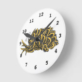 Leaf gilled sea slug cartoon illustration  ラウンド壁時計 (傾斜)