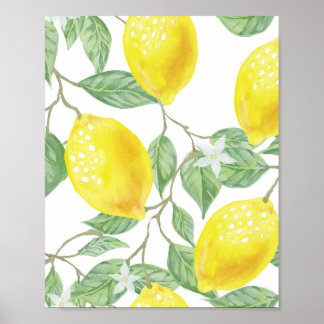 leaf green yellow lemon fruit ポスター