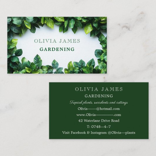 Leaf Greenery Gardening Houseplant Horticulture 名刺 (正面/裏面)