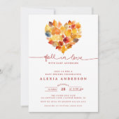 Leaf Heart Fall in Love  Baby Shower 招待状 (正面)