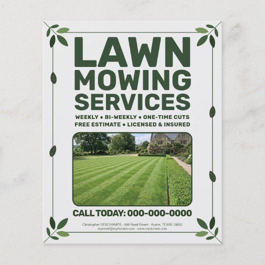 Leaf & Lawn Mowing Services チラシ (正面)