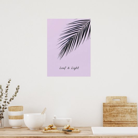 Leaf & Light – Minimalist Palm Leaf ポスター (キッチン)