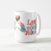 Leaf Me Alone Punny 3D Text コーヒーマグカップ (正面右)