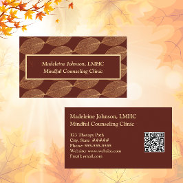 Leaf Pattern Psychologist  Counselor QR Code 名刺