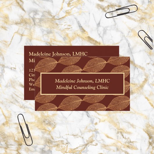 Leaf Pattern Psychologist Counselor QR Code 名刺