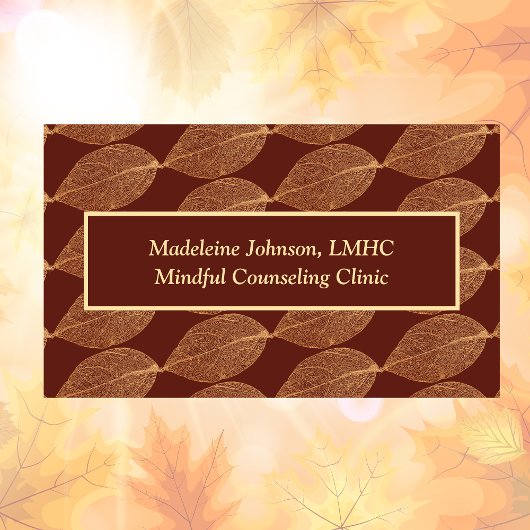 Leaf Pattern Psychologist  Counselor QR Code 名刺