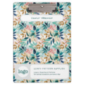 Leaf Pattern Small Business Name Logo クリップボード (正面)