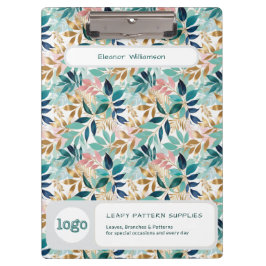 Leaf Pattern Small Business Name Logo クリップボード