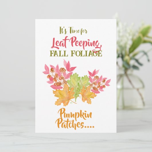 Leaf Peeping Foliage Autumn Watercolor Birthday カード (スタンド正面)