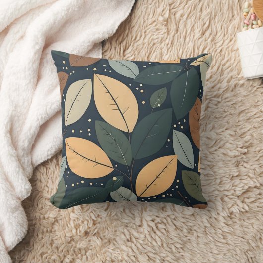 Leaf print cushion クッション (ブランケット)