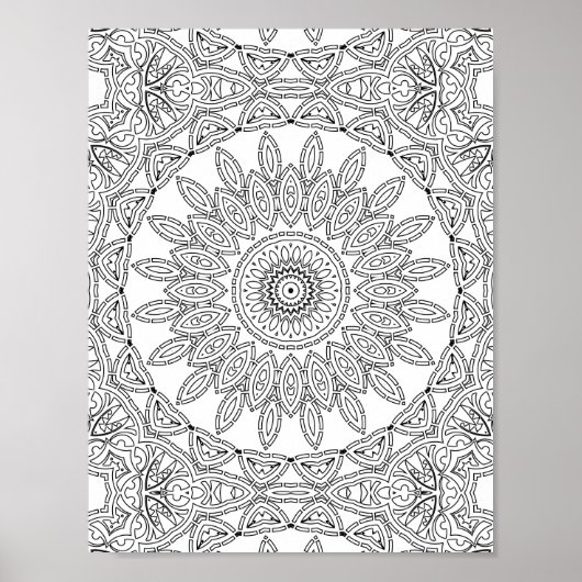 Leaf Ring Mosaic Coloring Page Pattern Design ポスター (正面)
