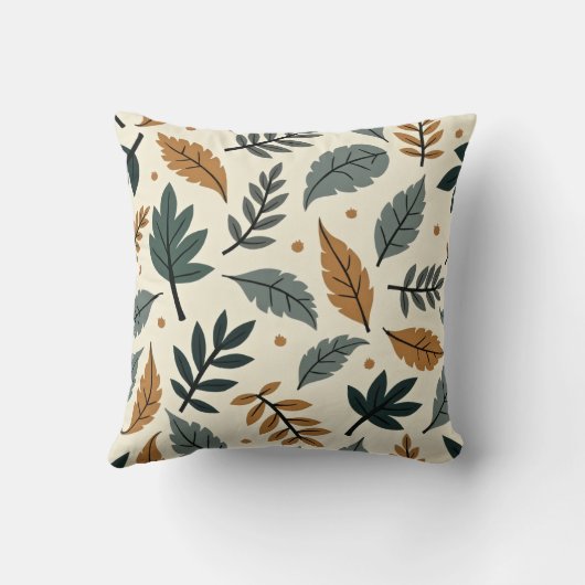 Leaf Silhouettes Pattern – Elegant Botanical  クッション (裏面)