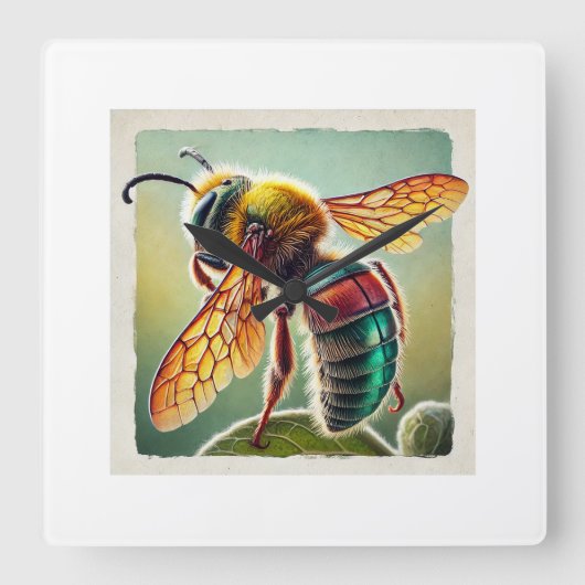 Leafcutter bee 160724IREF254 - Watercolor スクエア壁時計 (正面)