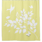 Leafy branch Swallow Butterflies in silhouette  シャワーカーテン (正面)