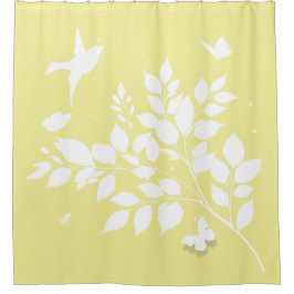 Leafy branch Swallow Butterflies in silhouette  シャワーカーテン