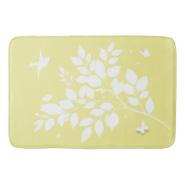 Leafy branch Swallow Butterflies in silhouette  バスマット