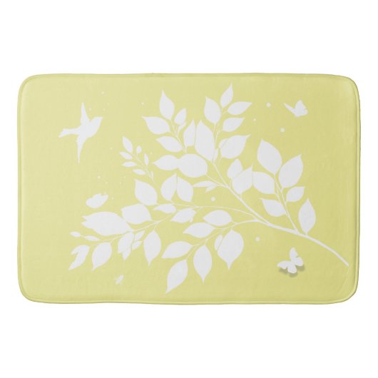 Leafy branch Swallow Butterflies in silhouette  バスマット (正面)