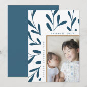 Leafy Frame Blue and White Photo Farewell 2024 シーズンカード (正面/裏面)