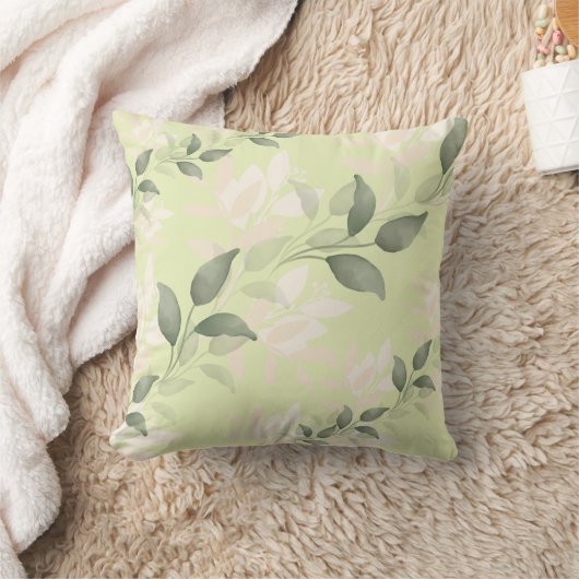 leafy pattern green クッション (ブランケット)