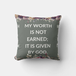 Leafy pillow with a simple religious quote クッション