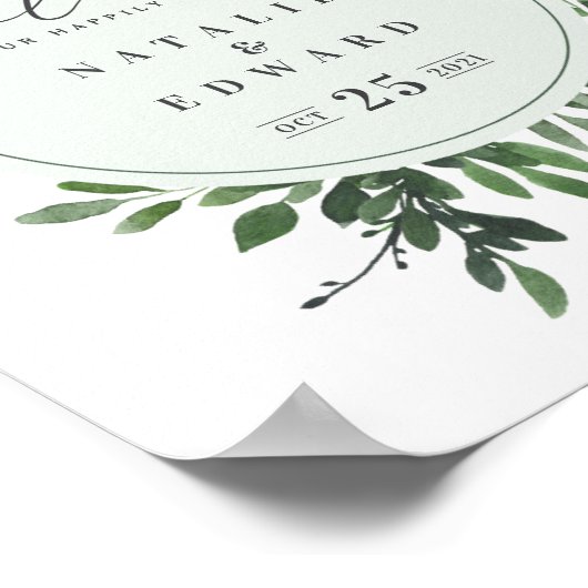leafy watercolor geometric wedding poster ポスター (角)