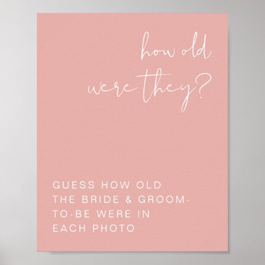 LEAHの鮮やかなパステルピンクの年齢予想サイン ポスター (正面)