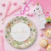 LEAHクリーミーベージュ春フローラ私たちは結婚の ペーパープレート (パーティー)
