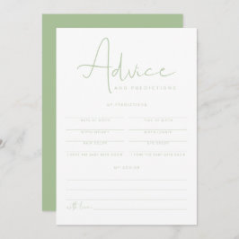 LEAHパステルグリーンベビーアドバイスと予測カード 招待状