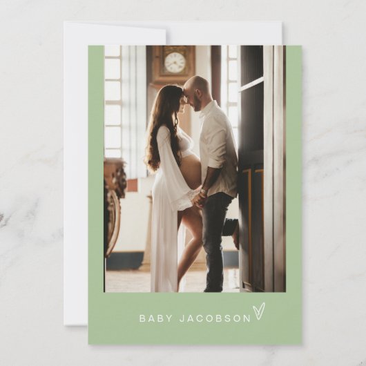 LEAHパステル鮮やかグリーンOhベビーベビーシャワー 招待状 (裏面)