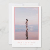 LEAHミニマモダンリストコーラルピンク赤ちゃんシャワー 招待状 (裏面)