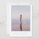 LEAHミニマリストのスカイブルー写真ベビーシャワー 招待状 (裏面)